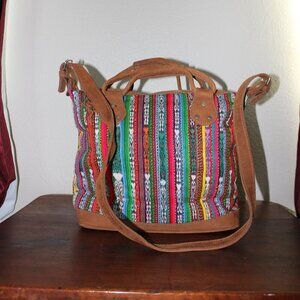 Stela 9 Multi Color Boho Artistic Woven Textile Shoulder Bag